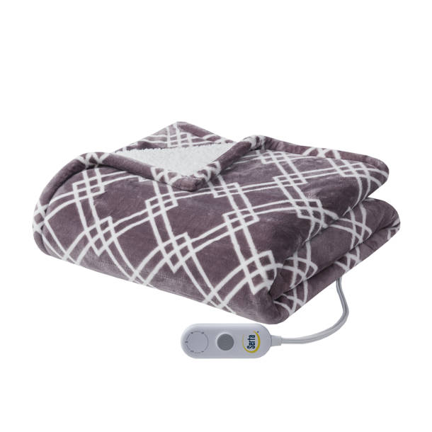 Serta Printed Plush to Sherpa Heated Throw & Reviews Wayfair